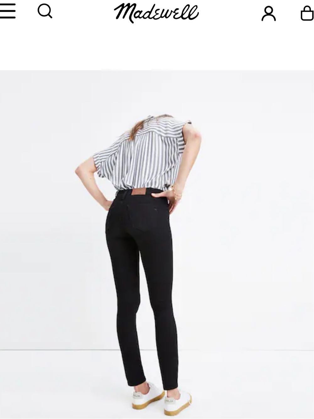 Madewell Super Stretch denim 8” skinny jean in black frost